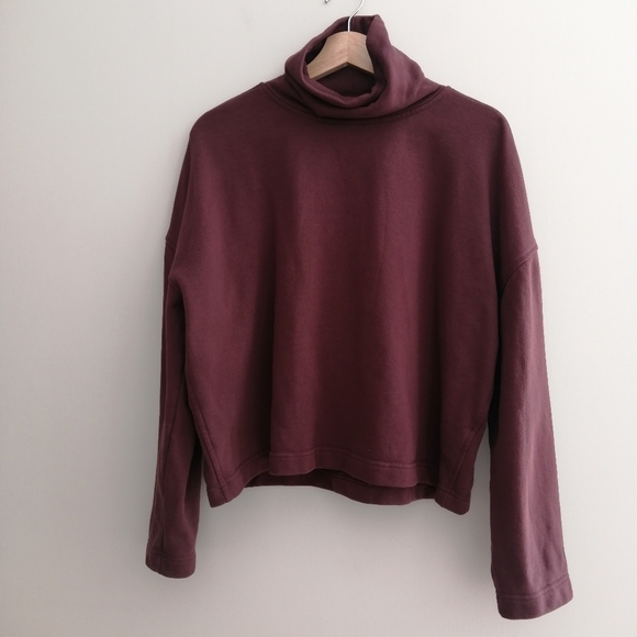 Everlane Cowl Neck Boxy Sweatshirt Burgundy Small - Picture 3 of 16